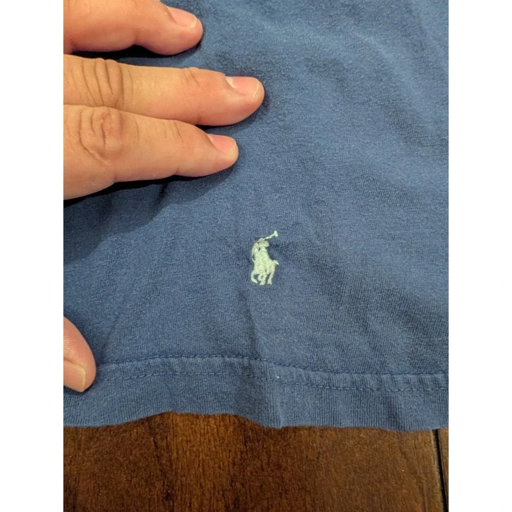 Polo Men's Blue T-Shirt Short Sleeve Crewneck Classic Fit Pullover Cotton Size L